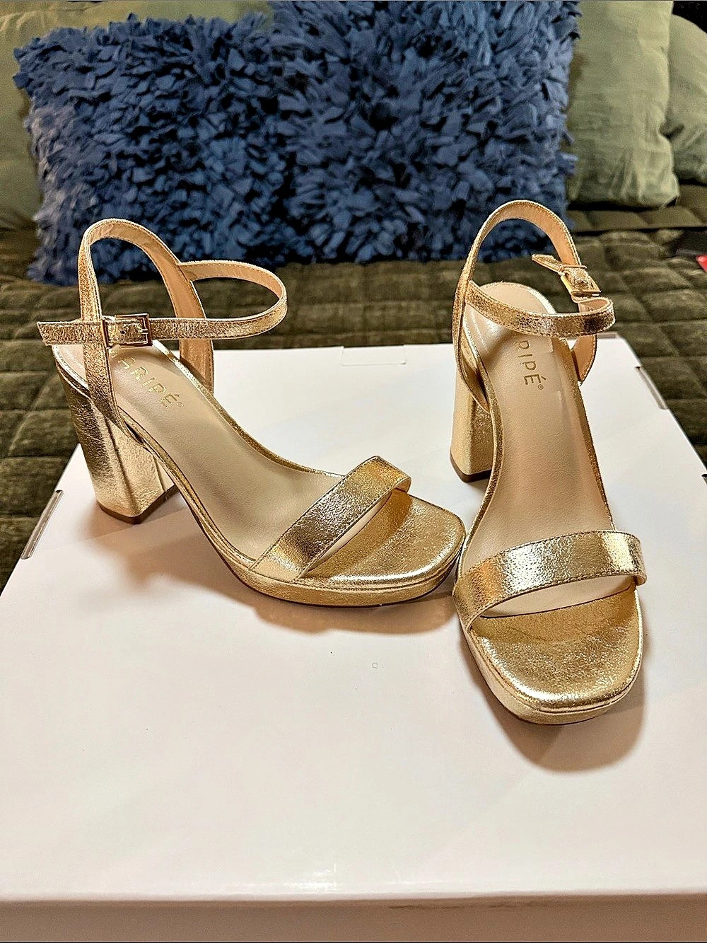 Marpieβ Dayna Platform Sandal Gold Heels